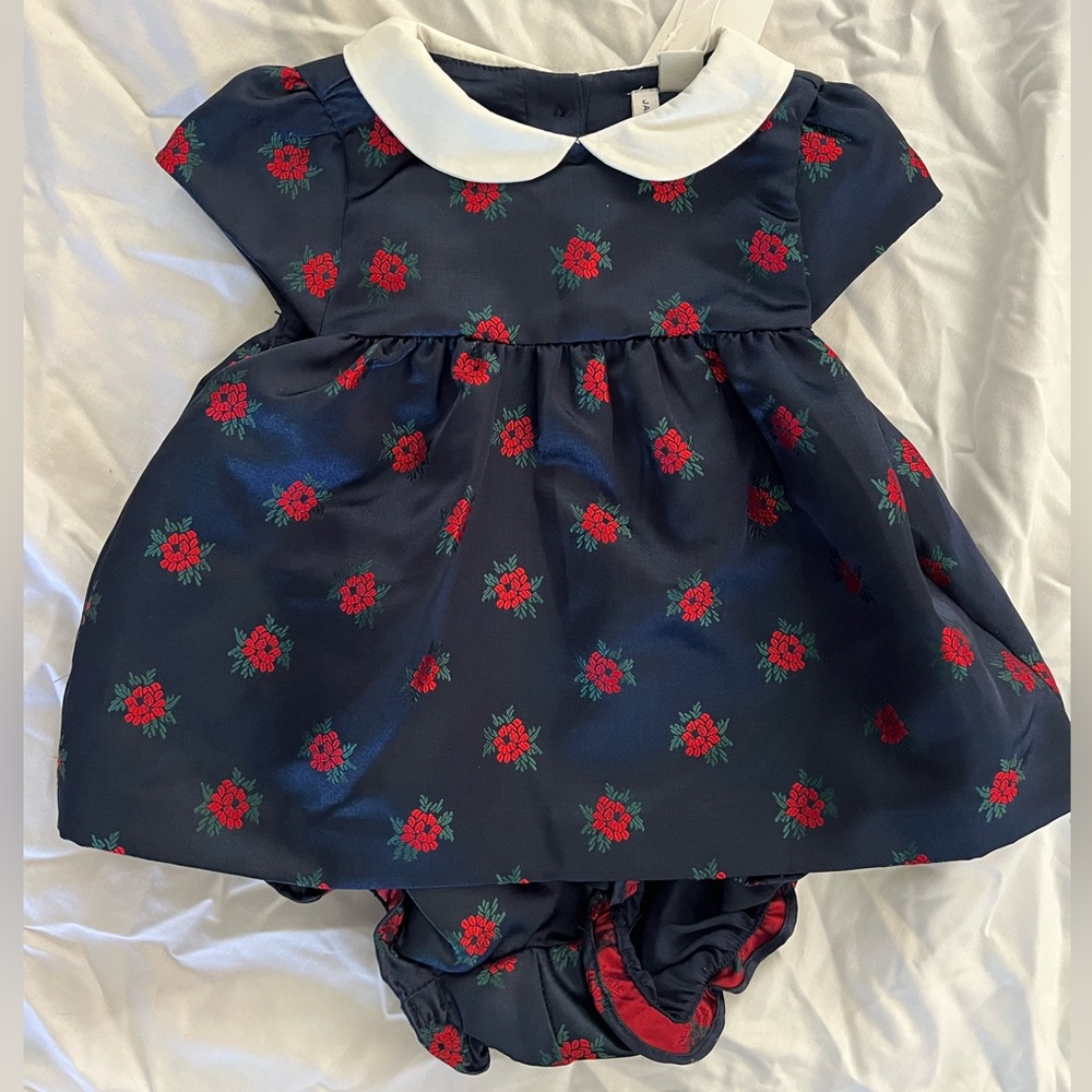 Janie & Jack navy dress and bloomers NWT 6-12 months